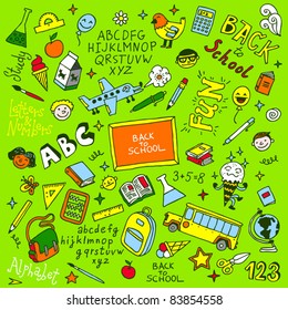 Back to school doodle set. Vector illustration.
