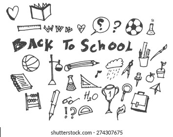 back to school doodle sketch vector ink