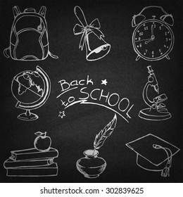Back to school doodle sketches set