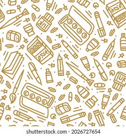Zurück zu Schuldoodle-Hintergrund. Stationäre nahtlose Vektorgrafik.