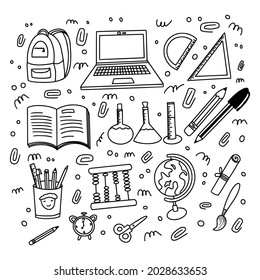 Back to school doodle vector. School icon set vector illustration