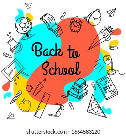 Back to school doodle vector Illustration.
Hand drawn composition with school equipment.