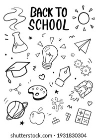 De vuelta al doodle escolar. Ilustración del vector