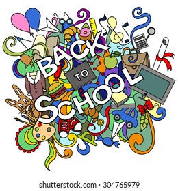 Back to school doodle. Vector illustration. Hand-Drawn doodles with lettering