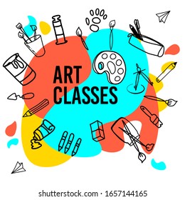 Back to school doodle vector illustrations. Hand drawn composition with school equipment.