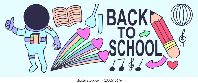 Back to school doodles, astronaut, drawing, cartoon 