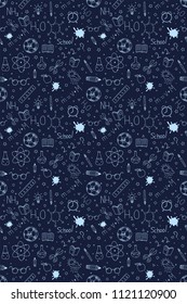 Back to school doodles background. Back to school seamless pattern. Hand drawn objects. Vector illustration.