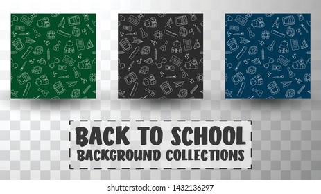 Back to school doodles in chalkboard background collection