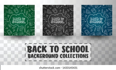 Back to school doodles in chalkboard background collections