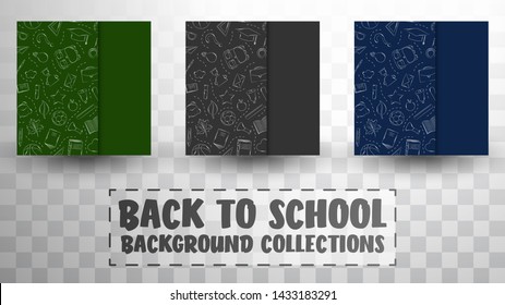 Back to school doodles in chalkboard background collections