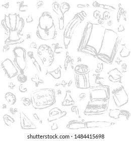 Back to school doodles in chalkboard background
