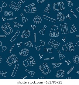 Back to school doodles in chalkboard background