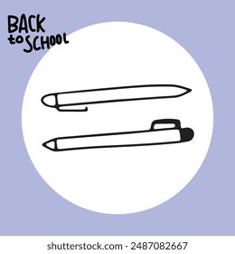 back to school doodles element isolated on white background