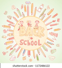 Back to School doodles elements. Vector illustration.