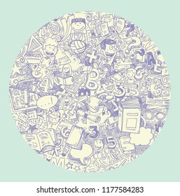  Back to School doodles elements. Vector illustration.
