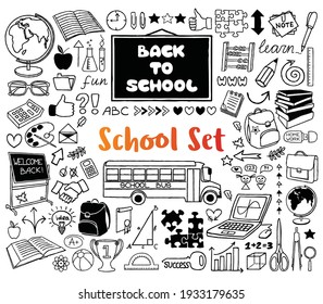 Back to School doodles hand drawn with thin line