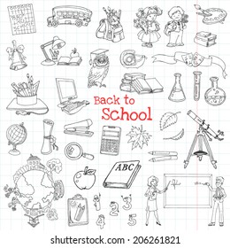 Back to School Doodles - Hand-Drawn Vector Illustration Design Elements 