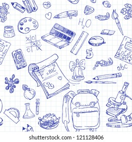 Back to School doodles seamless background