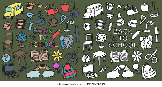 Back to school doodles set