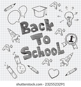 Back to school doodles set. Hand drawn vector illustration
