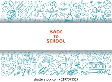 Back to school doodles set. Vector illustration. Perfect for textile fabric design, wrapping paper and website wallpapers.