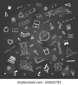 Back to School Doodles. Time to education, power of knowledge, vector illustration.
