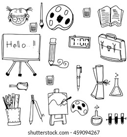 Back to school doodles vector art with hand draw