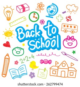 Back To School Draw Kid Cute Cartoon Vector Design