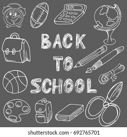 Back to school. Drawing with chalk. Hand drawing