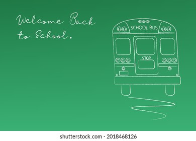 Back to school drawing on green  chalkboard flat illustration vector.