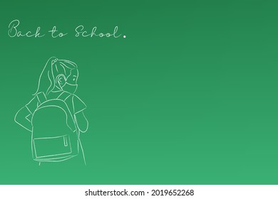 Back to school drawing on green  chalkboard flat illustration vector.