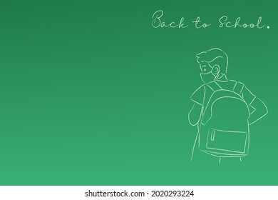 Volver a la escuela dibujando sobre el vector de ilustración plana de pizarra verde.
