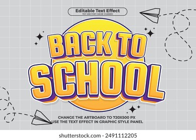 Back to School editable text effect in modern trend style