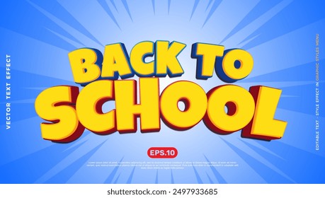 Back to school with editable text effect blue background