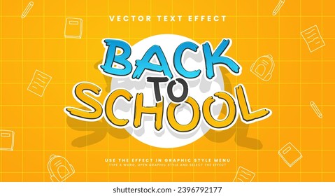 Back to school editable text style effect. Vector text effect with a paper cut theme for educational needs.
