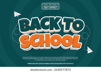 Back to School Editable Vector 3D Text Effect – Playful and Modern Typography Cartoon Style for Poster, Branding, Social Media