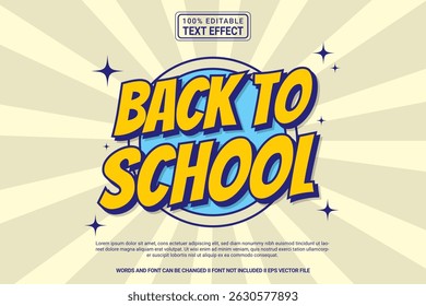 Back to School Editable Vector 3D Text Effect – Playful and Modern Typography Cartoon Style for Poster, Branding, Social Media