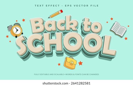 Back to school editable vector font effect