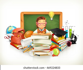 Back to school. Education. 3d vector illustration