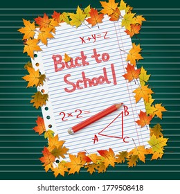 Back to school, education autumn style vector background