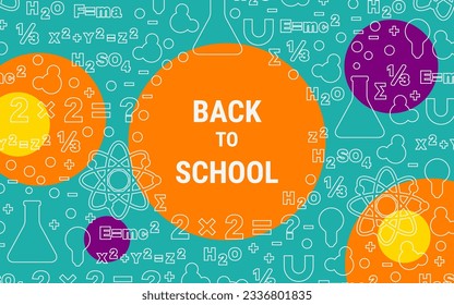 Back to school, education autumn style vector illustration. Colorful abstract background with school icons