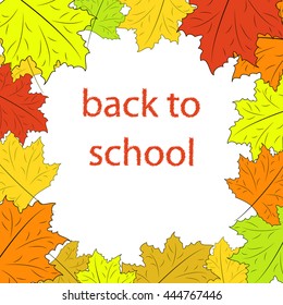 Back to school. Education background  with letters, leaves.