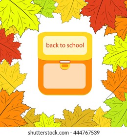 Back to school. Education background,  with letters, leaves frame.