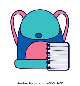 back to school education backpack notebook lines spiral class vector illustration