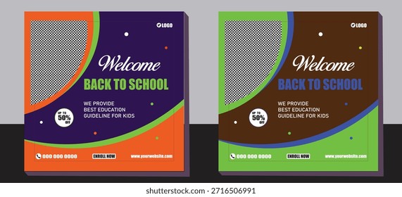Voltar para School Educação Banner Template com oferta de desconto para crianças aprendendo