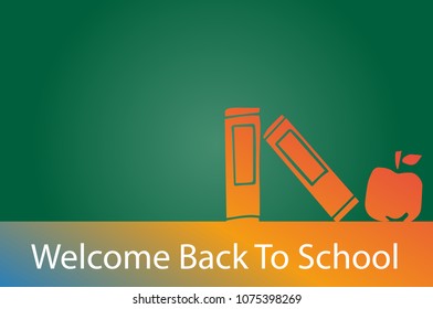 Back to School Education Book and Apple Flat Line Icon.
