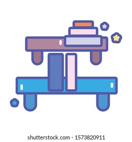 back to school education books encyclopedia in shelves vector illustration