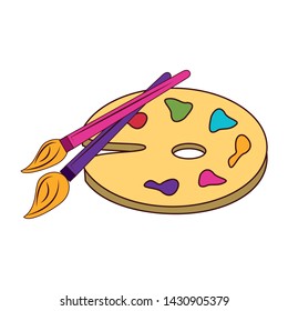Back to school education brushes and paint palette cartoons vector illustration graphic design