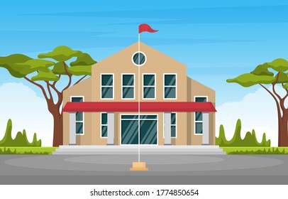 Zurück zum Schulgebäude Park Außenlandschaft Illustration