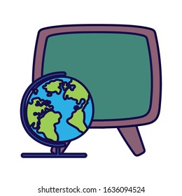 back to school education chalkboard and globe map class vector illustration